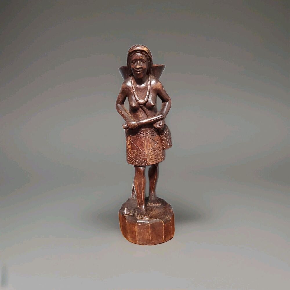 Vintage Hand Carved Igorot Tribal Hunter Wood Statue from the Philippines 90s